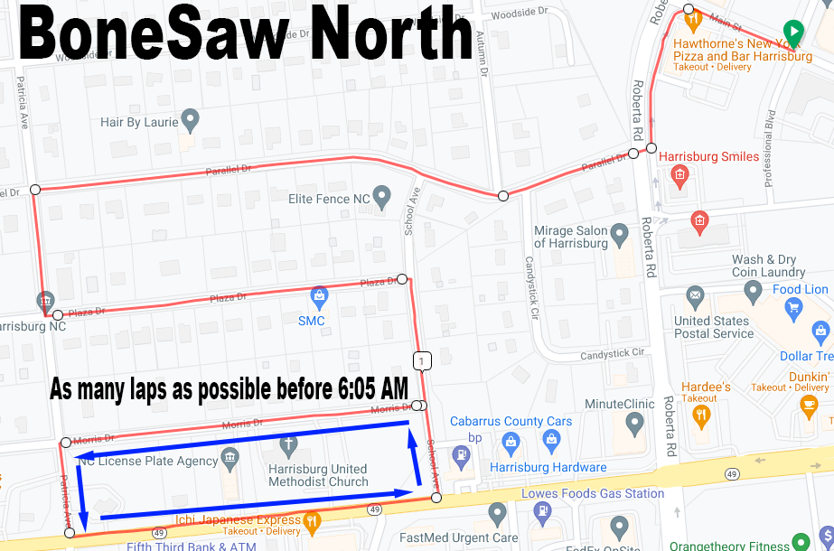 A Map of Harrisburg with Bone Saw North drawn out